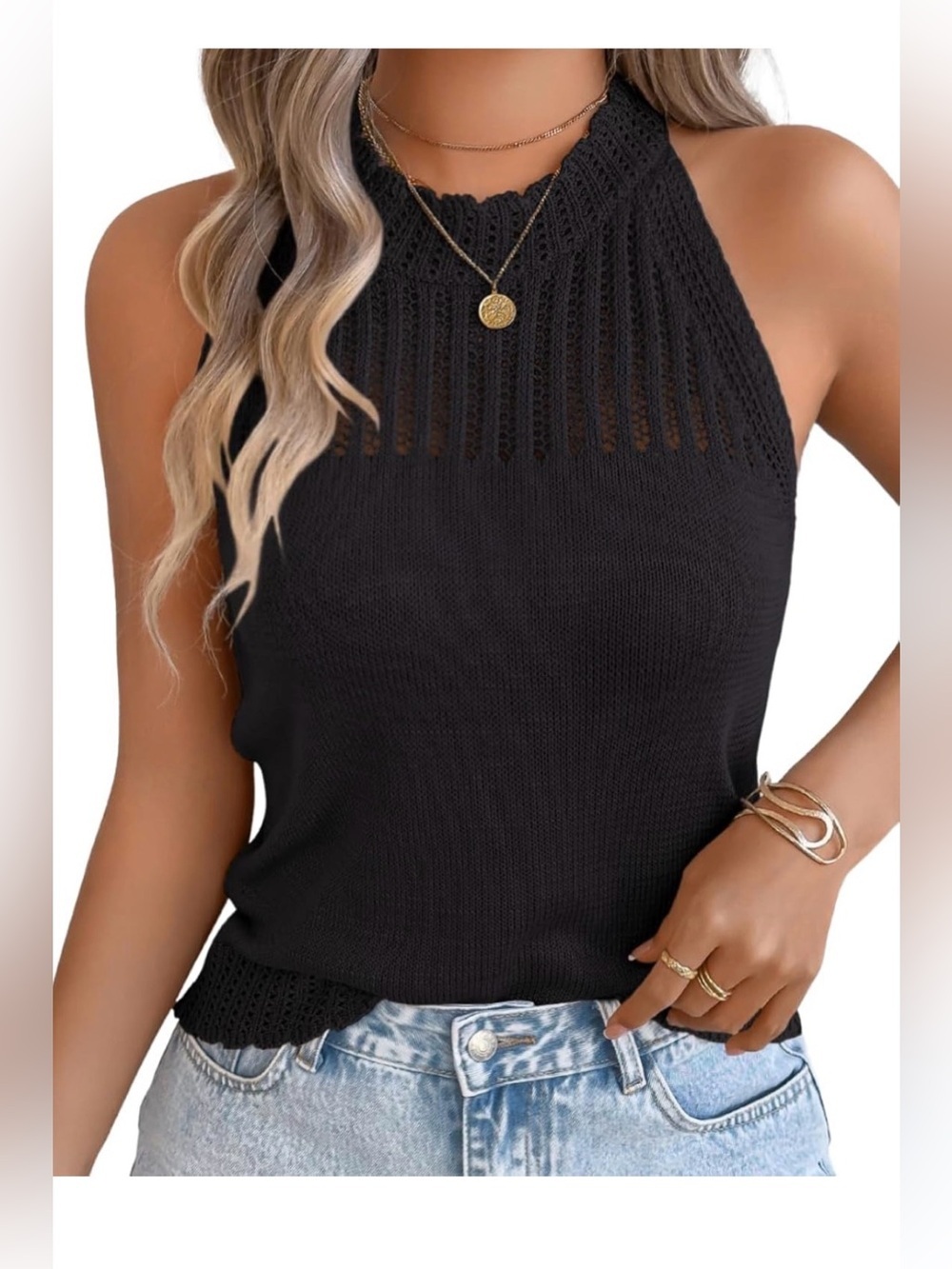 🆕 Racerback High Neck Lightweight Sweater Vest